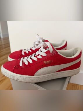 Puma Shoes Puma Red Canvas Lowtop Sneakers With White Formstrip puma-shoes-puma-red-canvas-lowtop-sneakers-with-white-formstrip